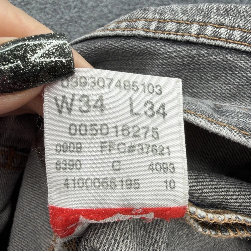 VTG 90s Y2K Levis 501 Jeans Men 34x34 Gray Straight Denim Button Fly Distressed